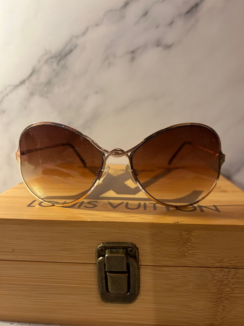 Brown Gradient Oversized Butterfly Sunglasses
